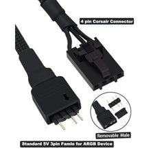 Load image into Gallery viewer, COMeap 4 Pin RGB Adapter for Corsair RGB Hub, Commander CORE, Commander Core XT and Lighting Node Pro, 4pin RGB Splitter Sleeved Cable, Connect to 5V 3-Pin ARGB Devices 7-in (Pack of 2_4699