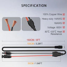 Load image into Gallery viewer, COMeap 5FT 1.5M Solar Panel Adapter for Jackery, to DC 5.5x2.1mm Extension Power Cable with DC 3.5x1.35, 5.5x2.5 and 8mm Connector Compatible with Solar Panel Charger and Portable Solar Generator, Black_4662