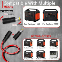 Load image into Gallery viewer, COMeap 6FT 1.8M SAE to DC8mm Female Adapter for Jackery Solar Panel, with Polarity Reverse Adapter DC7909 to DC8020 Converter for Explorer Series/GZ Portable Power Station Solar Generator 14AWG, black_4647