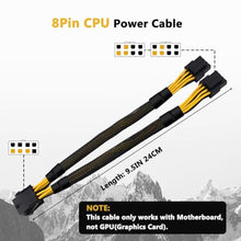 Load image into Gallery viewer, COMeap CPU 8 Pin Splitter, CPU 8 Pin Female to Male Power Supply EPS Converter Adapter Extension Sleeved Cable for Motherboard 9.5-inch(24cm), Black_4491