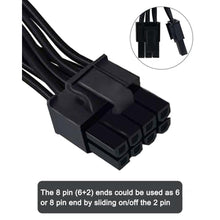 Load image into Gallery viewer, COMeap PCIE Cable for EVGA, PCIe 8 Pin Male to Dual PCIe 8 Pin (6+2) Male GPU Power Cable for EVGA Power Supply 25-inch(63cm) Black, Blackxpcs_4495