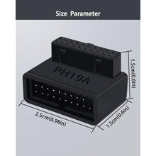 Load image into Gallery viewer, COMeap USB 3.0 90 Degree Motherboard Adapter, 19Pin Male to Female L Turn Right Angle Extension Power Adapter for Desktop Motherboard Internal Header Up AngledPack of 2, UPAngledwithCase_4975