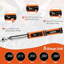Load image into Gallery viewer, coobeast 3/8 Drive Digital Torque Wrench(1.5-99.5 Ft-lbs./2-135Nm), Orange_5526