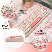 Load image into Gallery viewer, COOMICKEY Cute Keycaps Pink Cat PBT 139 Keys MX Switch Custom Key Cap, PinkCatMOA_28