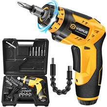 Load image into Gallery viewer, Cordless Screwdriver, VIGRUE Electric Screwdriver, Rechargeable 4V MAX 2000mAh Li-ion, with 45 Free Accessories, Battery Indicator, Adjustable 2 Position Handle with LED Light, Flexible Shaft_1