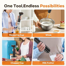 Load image into Gallery viewer, Cordless Stick Immersion Blender 5-in-1, Ritus 13000RPM Soup Blender Rechargeable Handheld Mixer For Baby Food & Smoothies, Variable Speed, Dishwasher-Safe, Mixing Beaker, Chopper, Whisk Milk Frother, Black_6532