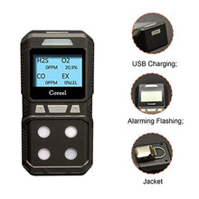 Load image into Gallery viewer, Coreel 4 Gas Monitor, Portable CO, H2S, O2,EX Gas Detector Meter - Ready to Use (Black)_1510