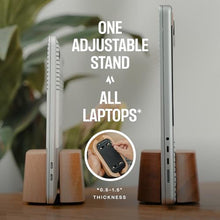 Load image into Gallery viewer, COREMINDED Adjustable Vertical Laptop Stand for Desk, Wooden Laptop Holder, MacBook Pro Stand, Wood Mac Air Dock (Solid Walnut), SolidWalnut_4680