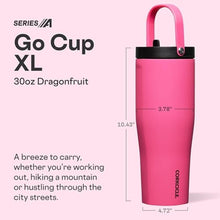 Load image into Gallery viewer, Corkcicle Go Cup XL - Leak-Proof Travel Tumbler - Triple Insulated Stainless Steel Water Bottle - Easy-Carry Handle - Summer Drinkware Gift - Keeps Drinks Ice Cold - 30 oz - Dragonfruit_5504