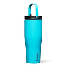 Load image into Gallery viewer, Corkcicle Go Cup XL - Leak-Proof Travel Tumbler - Triple Insulated Stainless Steel Water Bottle - Easy-Carry Handle - Summer Drinkware Gift - Keeps Drinks Ice Cold - 30 oz - Capri Blue, CapriBlue_1