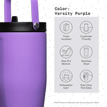 Load image into Gallery viewer, Corkcicle Go Cup XL - Leak-Proof Travel Tumbler - Triple Insulated Stainless Steel Water Bottle - Easy-Carry Handle - Summer Drinkware Gift - Keeps Drinks Ice Cold - 30 oz - Varsity Blue, VarsityPurple_5546