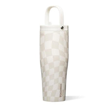 Load image into Gallery viewer, Corkcicle Go Cup XL - Leak-Proof Travel Tumbler - Triple Insulated Stainless Steel Water Bottle - Easy-Carry Handle - Summer Drinkware Gift - Keeps Drinks Ice Cold - 30 oz - Wavy Checkerboard, WavyCheckerboard_1