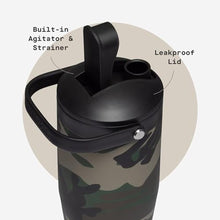 Load image into Gallery viewer, Corkcicle Protein Shaker - Built-In Agitator & Fruit Strainer Lid - 30oz - Woodland Camo, WoodlandCamo_5483
