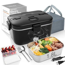Load image into Gallery viewer, COZYEXPERT Electric-Lunch-Box-Heated-Food-Warmer 100W Heating Lunchbox for Adults 1.8L Portable Food Heater for Work/Car, 12V/24V/110-230V Lonchera Elctrica Porttil with Fork Spoon (Black)_1