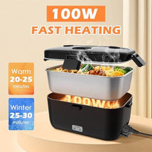Load image into Gallery viewer, COZYEXPERT Electric-Lunch-Box-Heated-Food-Warmer 100W Heating Lunchbox for Adults 1.8L Portable Food Heater for Work/Car, 12V/24V/110-230V Lonchera Elctrica Porttil with Fork Spoon (Black)_1690