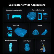 Load image into Gallery viewer, Creality CR-Scan Raptor 3D Scanner, 60fps Blue Laser & NIR, 0.02mm Accuracy, 24-Bit Color, Scans 5-2000mm Objects, Anti-Shake Tracking for Windows macOS, Black_1391