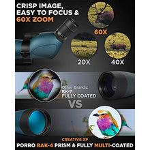 Load image into Gallery viewer, CreativeXP HD Spotting Scope with Tripod 20-60x80mm - BAK 4 Prism Spotting Scopes for Target Shooting Hunting Astronomy Bird Watching - 100% Waterproof Shockproof IP67 - Phone Adapter and Clicker, Green_2215