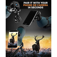 Load image into Gallery viewer, CreativeXP HD Spotting Scope with Tripod 20-60x80mm - BAK 4 Prism Spotting Scopes for Target Shooting Hunting Astronomy Bird Watching - 100% Waterproof Shockproof IP67 - Phone Adapter and Clicker, Green_2216