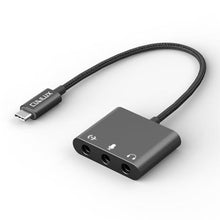 Load image into Gallery viewer, Cubilux USB C to 3.5mm Adapter for Live Streaming/Recording, USB C to TRRS Microphone Splitter for Laptop, Recording Adapter with Line-in & Mic-in & 3.5 Headphone Out-Suitable for Laptop/PC, Black_1
