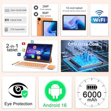 Load image into Gallery viewer, CUPEISI Android 16 Tablet 10 Inch, 20GB RAM+128GB ROM/2TB Expandable, 2.0GHz Octa-core Processor, 1280*800 HD Screen, 5G WiFi6 BT5.0, 2 in 1 Tablets with Keyboard Case Mouse Stylus, Widevine L1 Orange_652