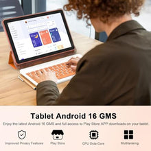 Load image into Gallery viewer, CUPEISI Android 16 Tablet 10 Inch, 20GB RAM+128GB ROM/2TB Expandable, 2.0GHz Octa-core Processor, 1280*800 HD Screen, 5G WiFi6 BT5.0, 2 in 1 Tablets with Keyboard Case Mouse Stylus, Widevine L1 Orange_653
