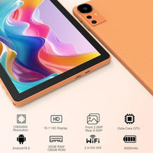 Load image into Gallery viewer, CUPEISI Android 16 Tablet 10 Inch, 20GB RAM+128GB ROM/2TB Expandable, 2.0GHz Octa-core Processor, 1280*800 HD Screen, 5G WiFi6 BT5.0, 2 in 1 Tablets with Keyboard Case Mouse Stylus, Widevine L1 Orange_654