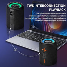 Load image into Gallery viewer, CYBORIS 2 in 1 Portable Splittable Bluetooth Speaker, Waterproof Split Wireless Speaker Bluetooth V5.3 with 20W Loud Stereo Sound, 24H Playtime, True Wireless Pairing for Home, Outdoor or Travel, Black_1335