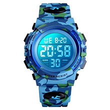 Load image into Gallery viewer, Dayllon Boys Watch Digital Outdoor Sport Waterproof Kids Watches 12/24H Alarm 7 Colorful Stopwatch Military Child Wristwatch for 3-8 Year Old 1548 Small Light Blue,Green Camo XS(3-10 Year Old), CamoLightBlueXSYearOld_1