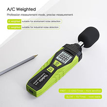 Load image into Gallery viewer, Decibel Meter, Tadeto Digital Sound Level Meter Portable SPL Meter 30dB to 130dB MAX Data Hold with LCD Display Backlight A/C Weighted for Home Factories, Green_118