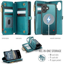 Load image into Gallery viewer, Defencase for iPhone 17 Phone Case Wallet Compatible with Magsafe, Green, DetachablewithMagsafeBlueGreen_3422