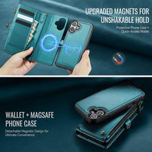Load image into Gallery viewer, Defencase for iPhone 17 Phone Case Wallet Compatible with Magsafe, Green, DetachablewithMagsafeBlueGreen_3423