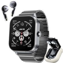 Load image into Gallery viewer, Denash Smart Watch with Earbuds, 2.01" HD Screen 2 in 1 Smartwatch with Bluetooth Earbuds, 100+ Sport Fitness Tracker, NFC, Pedometer, Sleep/Heart Rate/Monitor Compatible with iOS & Androd, SilverSteel_1
