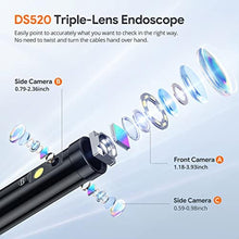 Load image into Gallery viewer, DEPSTECH 50FT Endoscope Camera with Light: Triple Lens 5" IPS Screen Sewer Inspection Camera, 1080P Industrial Borescope, Split Screen, Semi-Rigid Cable, Waterproof Drain Pipe Tool, Carrying Case, black_7877