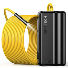 Load image into Gallery viewer, DEPSTECH WiFi Borescope, 5.0MP HD Wireless Endoscope, Semi-Rigid, 16 inch Focal Distance, Snake Inspection Camera with 2200mAh Battery for iOS & Android Smart Phone Tablets-33ft, Yellow_1