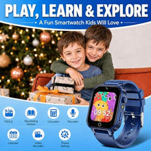 Load image into Gallery viewer, DERUI 1.54 Inches Kids Smart Watch for Boys Girls, 26 Puzzle Games, Smartwatch with Camera, Pedometer, Video Voice Music Player Learning Card, Birthday Gift for 3-12 Years Children (Blue), DEBlue_4709