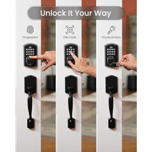 Load image into Gallery viewer, DESLOC A100F Electronic keypad Door Lock with Handle Set, Smart Front Door Locks Set, Keyless Entry Door Lock with Handles, Smart Locks for Front Door, Deadbolt Smart Lock, 12 Months Battery, IP54, MatteBlack_5362