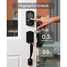 Load image into Gallery viewer, DESLOC A100F Electronic keypad Door Lock with Handle Set, Smart Front Door Locks Set, Keyless Entry Door Lock with Handles, Smart Locks for Front Door, Deadbolt Smart Lock, 12 Months Battery, IP54, MatteBlack_5363