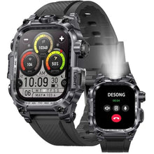 Load image into Gallery viewer, Desong Military Smart Watch for Men (Make/Answer Call), 2.01" HD Screen Smartwatches for Android and iPhone,Long Time Standby Fitness Tracker/Flashlight/Waterproof/Heart Rate/Sleep/100+ Sport Modes, Black_1