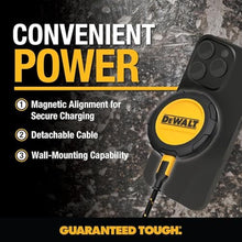 Load image into Gallery viewer, DEWALT Heavy Duty Wireless Charger, 15W Max Cell Phone Charger, Fast Wireless Charging Pad for MagSafe Compatible iPhone 17/16/15/14/13/12 Plus Pro Max, Includes Wall Mounting Plate (No AC Adapter), YellowBlack_8888