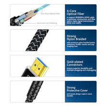 Load image into Gallery viewer, DGHUMEN 100FT Fiber Optic HDMI Cable 8K with Hard Wear Nylon Braided HDMI 2.1 Cord, Supports 8K@60Hz 4K@120Hz Ultra High Speed 48Gbps Dynamic HDR, Male-to-Male, Black_4615