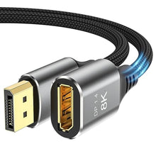 Load image into Gallery viewer, DGHUMEN 8K DisplayPort Extension Cable 6Feet, DisplayPort 1.4 Male to Female Extension Cable, Braided DP to DP Extended Cord, Supports 8K@60Hz,4K@120Hz (Grey, 6 Ft)_1