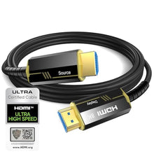 Load image into Gallery viewer, DGHUMEN Fiber Optic HDMI Cable 6.6FT/2M, Certified Ultra High Speed HDMI 2.1 Cable 8K@60 4K@120Hz HDR10 HDCP 2.2&2.3, Compatible with Xbox/PS5/PS4, UHD TV, Blu-ray, Gold Plated Connector HDMI Cord, Black_1