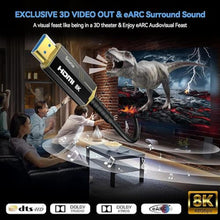 Load image into Gallery viewer, DGHUMEN Fiber Optic HDMI Cable 6.6FT/2M, Certified Ultra High Speed HDMI 2.1 Cable 8K@60 4K@120Hz HDR10 HDCP 2.2&2.3, Compatible with Xbox/PS5/PS4, UHD TV, Blu-ray, Gold Plated Connector HDMI Cord, Black_4731
