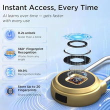 Load image into Gallery viewer, Dhiedas Fingerprint Lock - 2.1 Inch Long Shackle Combination Lock with Fingerprint Bluetooth, Smart Digital Biometric Padlock Keyless Waterproof Fingerprint Lock for Gym Locker Case Hasp Cabinet, Gold_6613