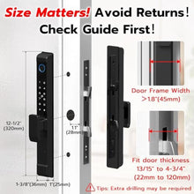Load image into Gallery viewer, Dhiedas Fingerprint Sliding Glass Door Lock, Door Lock with RFID Fingerprint Remote Unlock, Keypad Electronic Digital Biometric Mortise Smart Lock for Double Hook Patio Sliding Door, Black_2161