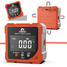 Load image into Gallery viewer, Digital Angle Finder with Laser, 4-side Magnetic Digital Angle Gauge, Rechargeable Mini Digital Laser Level Measuring Tool Cube Inclinometer with Backlight for Woodworking Tablesaw Gift for Men Orange_1
