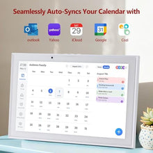Load image into Gallery viewer, Digital Calendar 10.1 Inch Smart Electronic Planner, IPS Touch Screen, 32GB, Electronic Slideshow, Wall-mounted with Third-Party Calendar Sync, Chore Tracker, Meal Plan & Photo Display, Gifs for Mom, White_2069