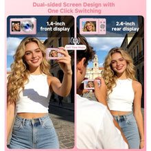 Load image into Gallery viewer, Digital Camera, 2026 Upgraded 56MP Pink Digital Camera, Dual Screens Cameras for Selfies with 16X Zoom, Compact Cameras with Smile Capture Anti Shake with 32GB SD Card for Kids Teens Adults_2079