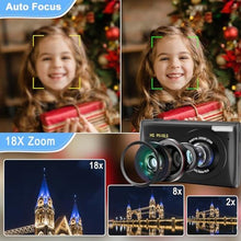 Load image into Gallery viewer, Digital Camera 4K 64MP Point and Shoot Camera with 18X Zoom for Beginners, Black_394