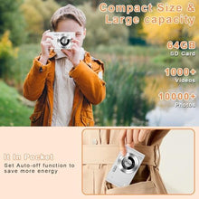 Load image into Gallery viewer, Digital Camera, Camera for Kids, UHD 4K 48MP Point and Shoot Digital Cameras with 64GB SD Card and 16X Digital Zoom Anti Shake, Compact Portable Small Gift for Boys Girls Students,White, Ivorywhite_106